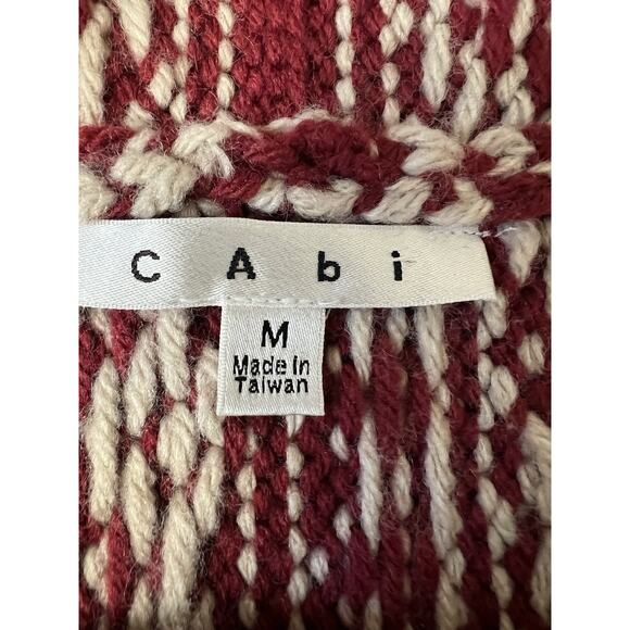 CABI Red Nordic Fair Isle Wool Blend Cropped Cardigan Shrug - Picture 11 of 16